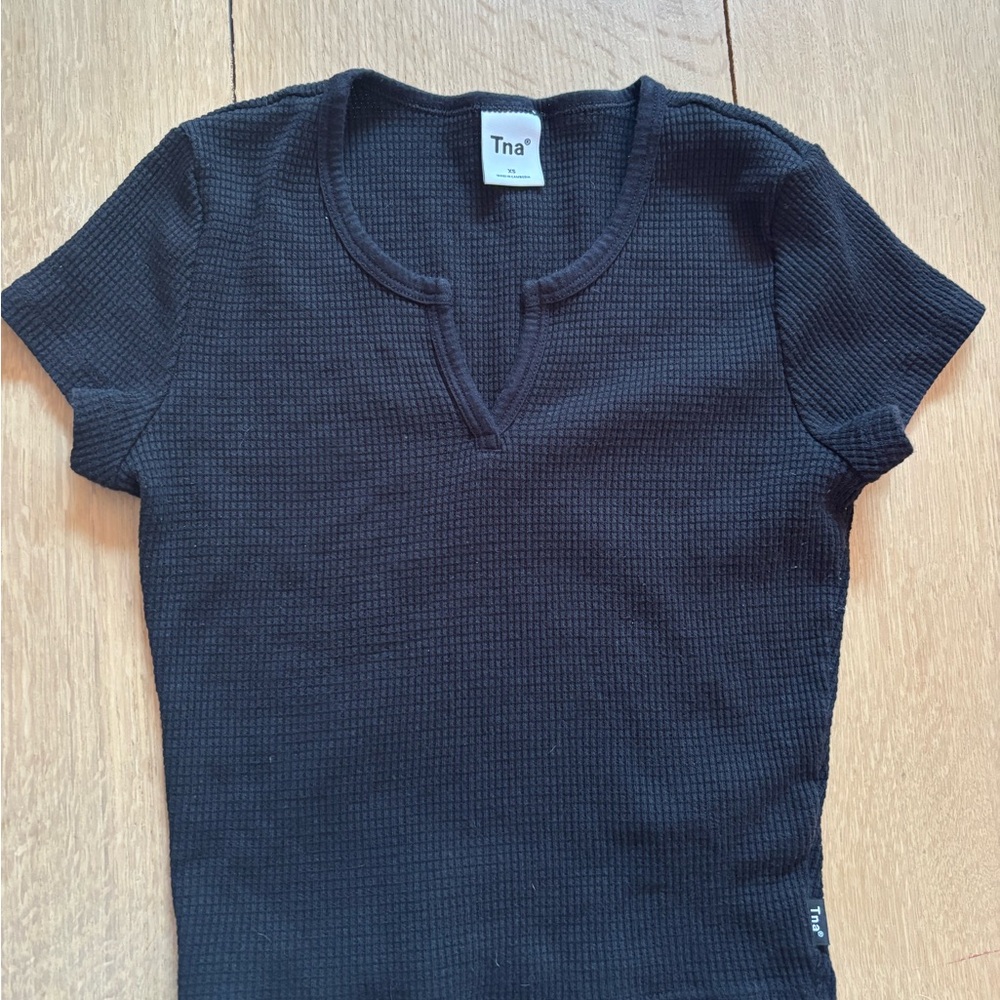 Artizia Black Waffled Short Sleeve Tee